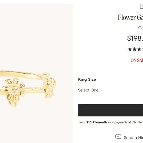 Catbird Flower Garland Ring sz 5 - Picture 5 of 5